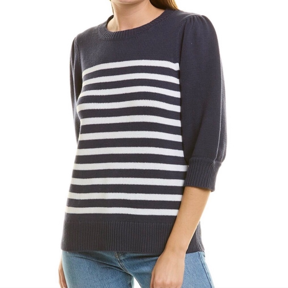 Sail to Sable Puff Sleeve Navy Sweater